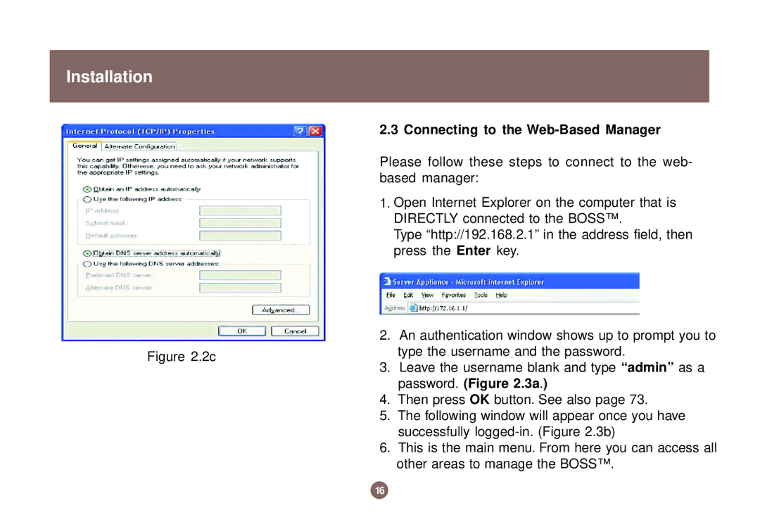 IOGear GNS1000 user manual Connecting to the Web-Based Manager, Password. .3a 