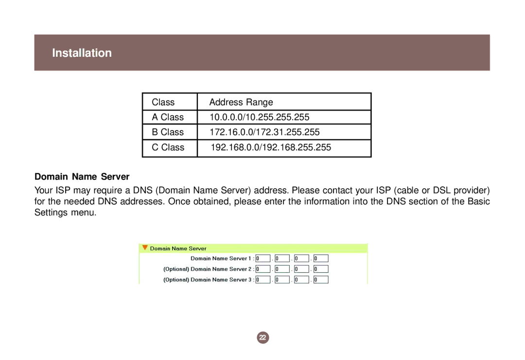 IOGear GNS1000 user manual Domain Name Server 