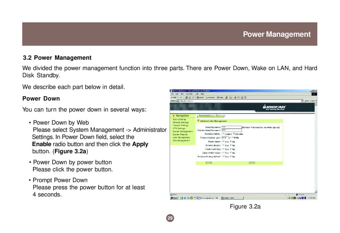 IOGear GNS1000 user manual Power Management, Power Down 