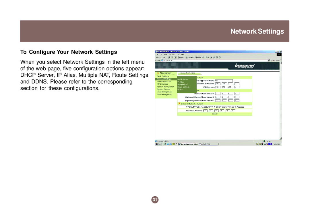 IOGear GNS1000 user manual To Configure Your Network Settings 