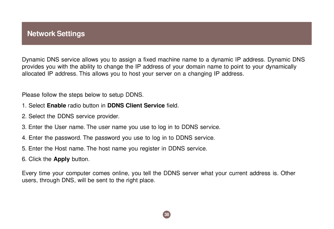 IOGear GNS1000 user manual Network Settings 