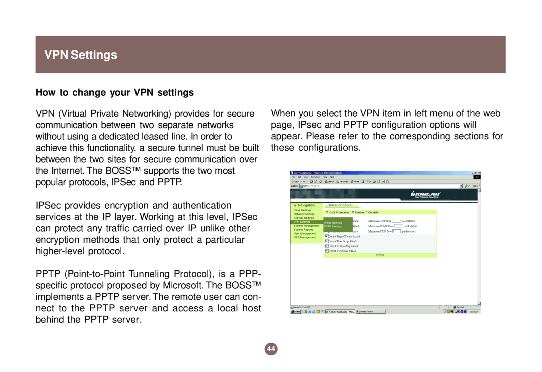 IOGear GNS1000 user manual VPN Settings, How to change your VPN settings 