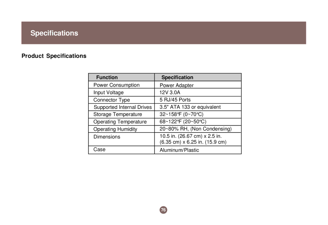 IOGear GNS1000 user manual Product Specifications 