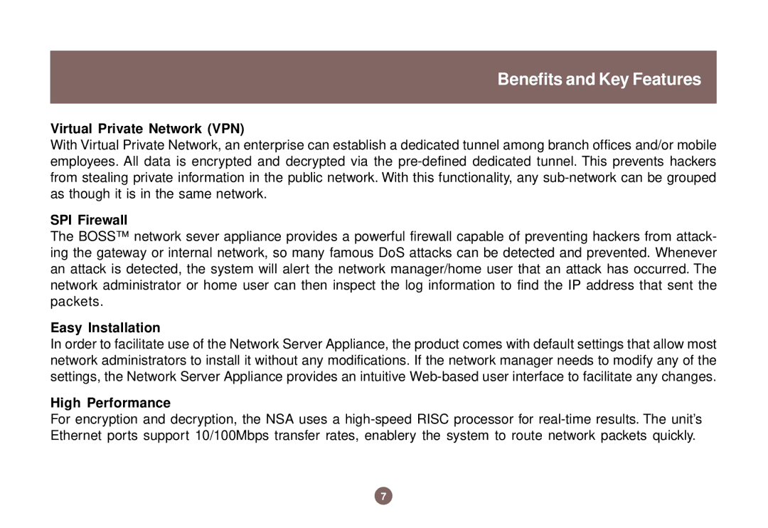 IOGear GNS1000 Benefits and Key Features, Virtual Private Network VPN, SPI Firewall, Easy Installation, High Performance 