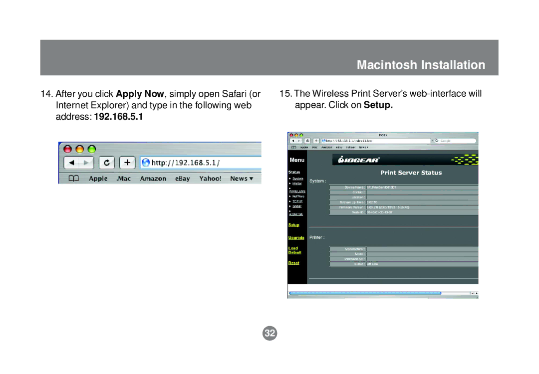 IOGear GPSR01U user manual Macintosh Installation 