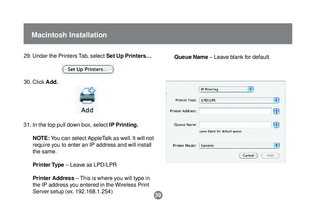 IOGear GPSR01U user manual Queue Name Leave blank for default 