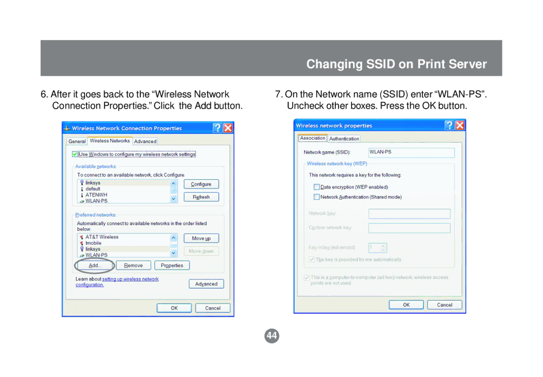 IOGear GPSR01U user manual Changing Ssid on Print Server 