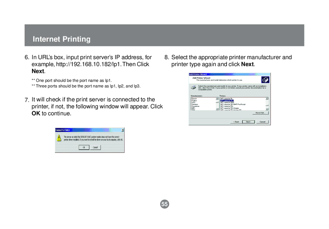 IOGear GPSR01U user manual Internet Printing 