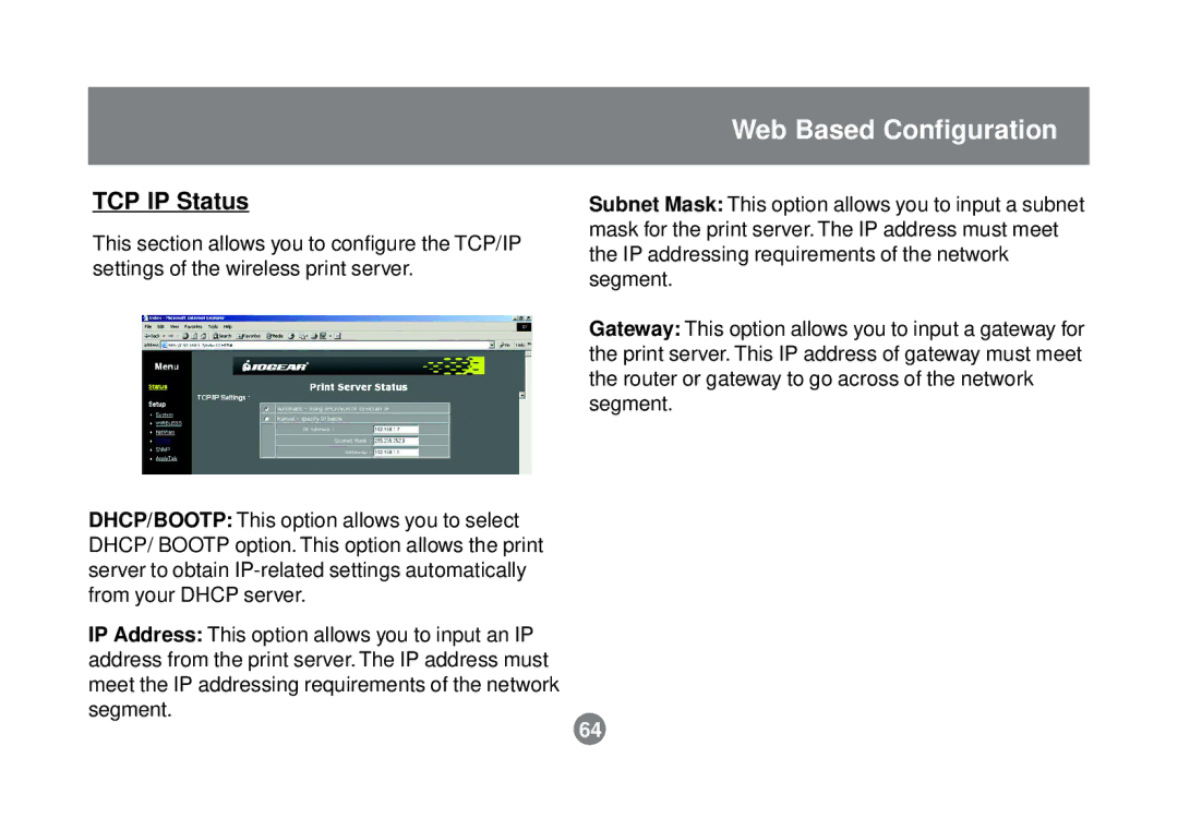 IOGear GPSR01U user manual TCP IP Status 