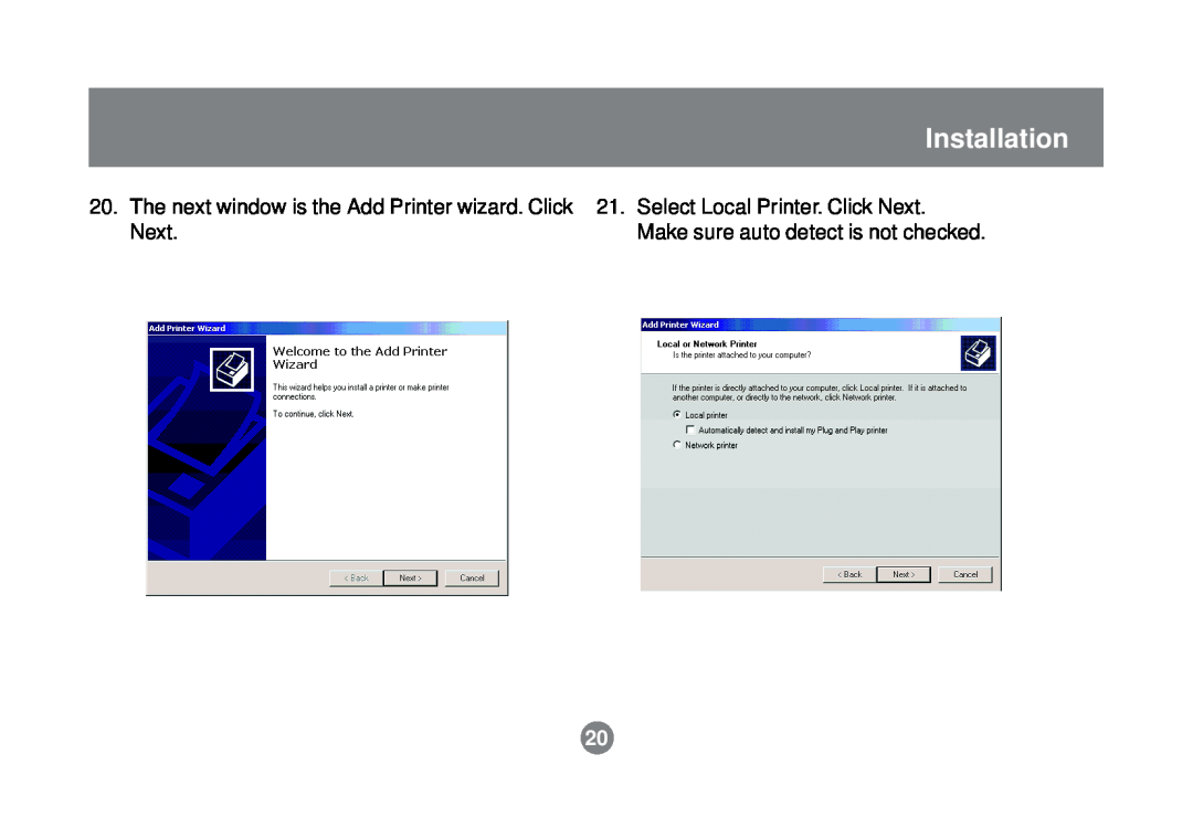 IOGear GPSR01U user manual Installation, The next window is the Add Printer wizard. Click Next 