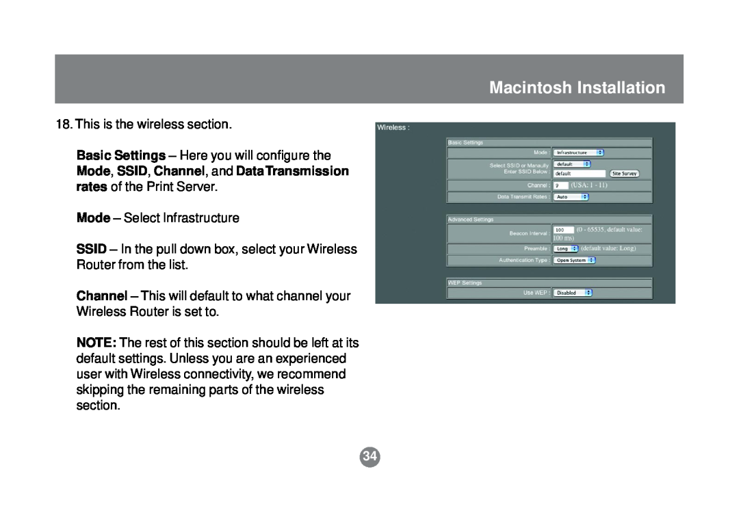 IOGear GPSR01U user manual Macintosh Installation, This is the wireless section 