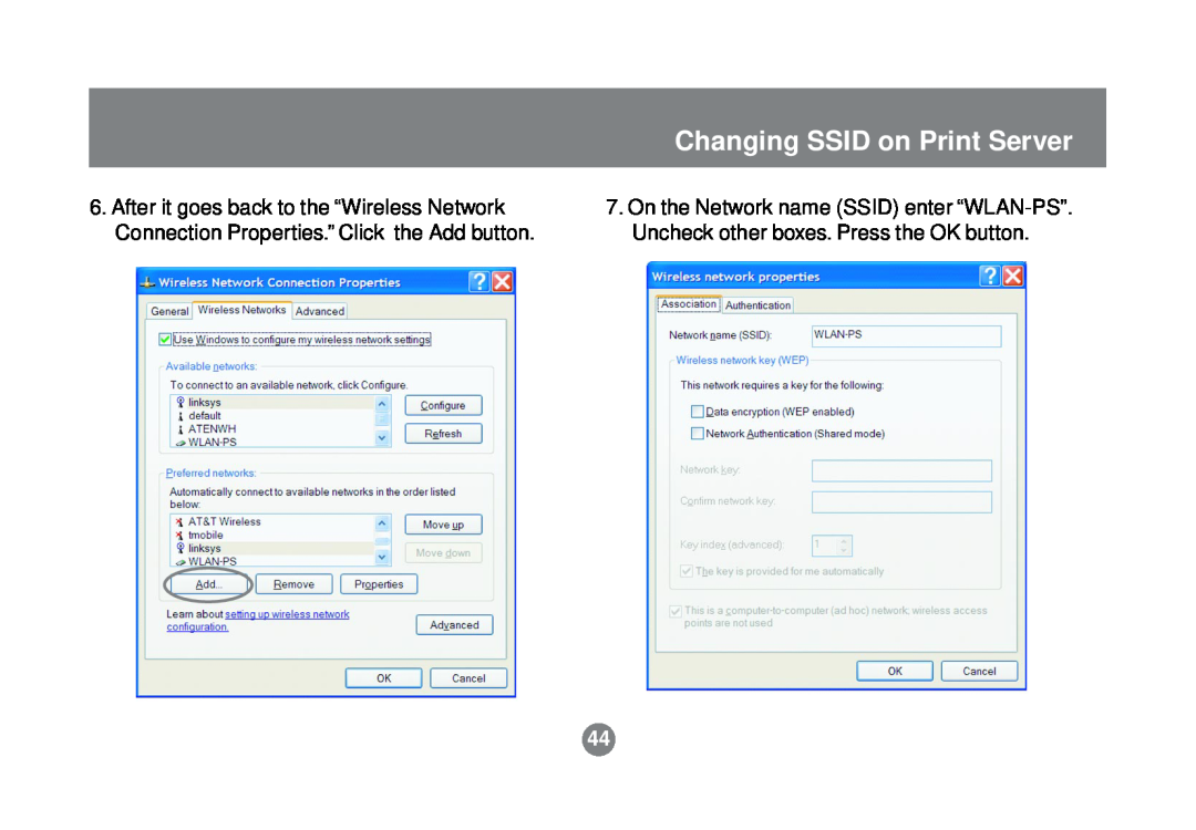 IOGear GPSR01U user manual Changing SSID on Print Server 