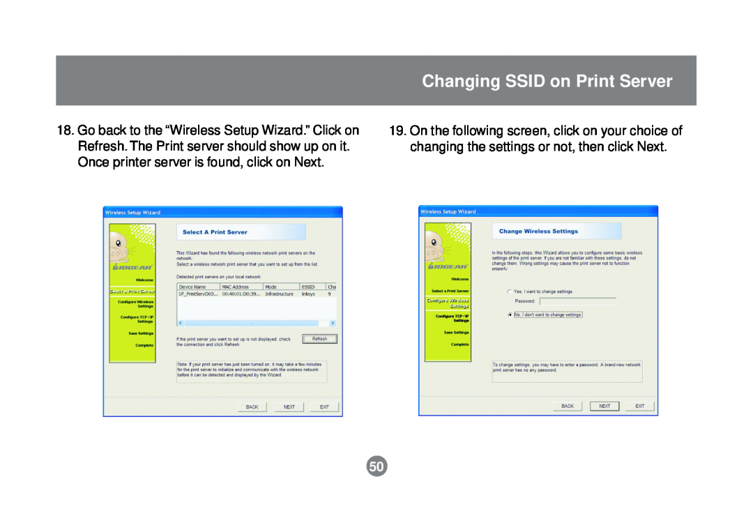 IOGear GPSR01U user manual Changing SSID on Print Server 