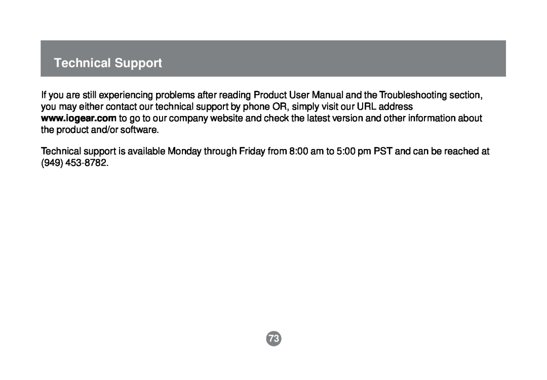 IOGear GPSR01U user manual Technical Support 