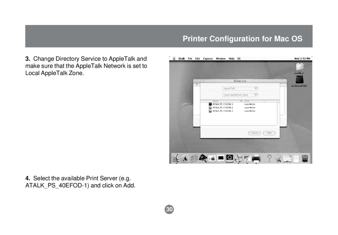 IOGear GPSU01 user manual Printer Configuration for Mac OS 