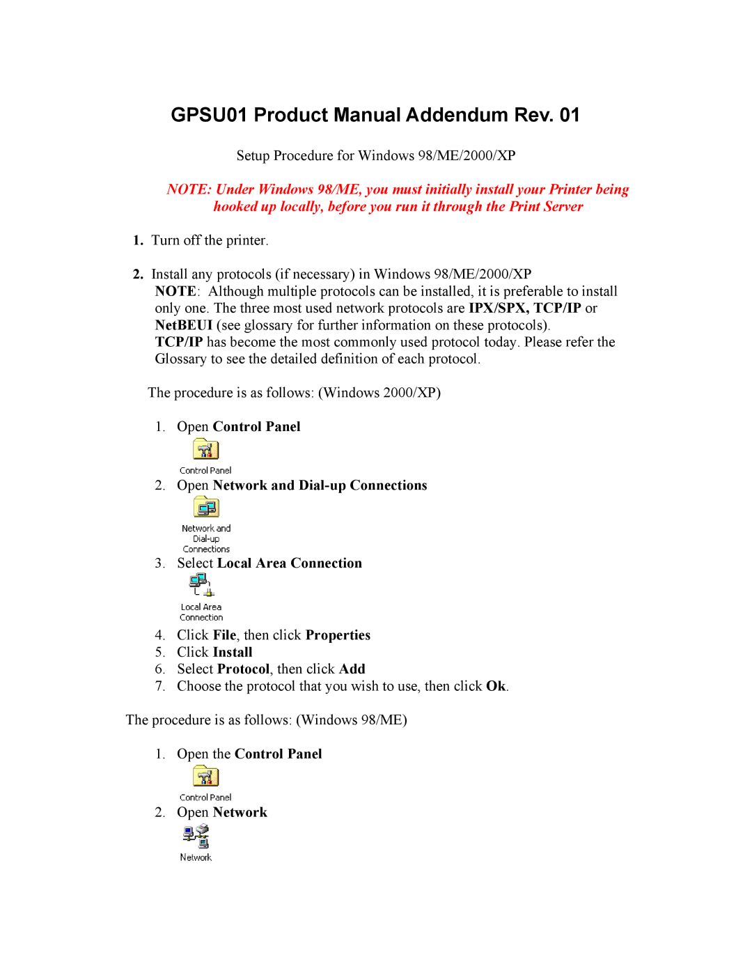 IOGear user manual GPSU01 Product Manual Addendum Rev 