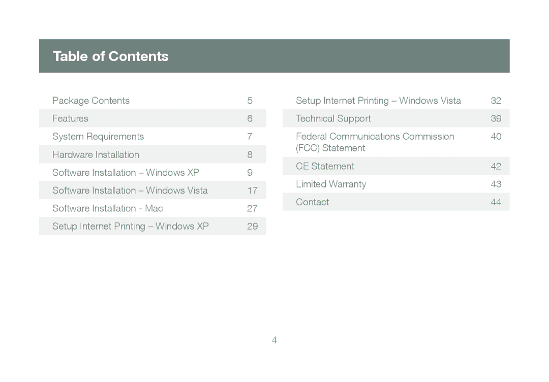 IOGear GPSU21 manual Table of Contents 