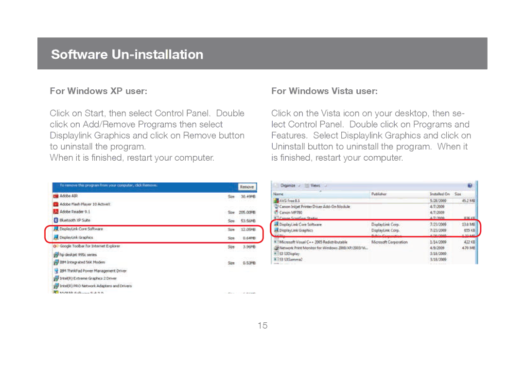 IOGear GUC2020DW6, GUC2015V manual Software Un-installation, For Windows XP user 