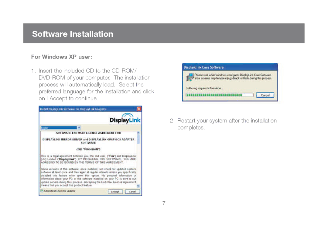 IOGear GUC2020DW6, GUC2015V manual Software Installation, For Windows XP user 