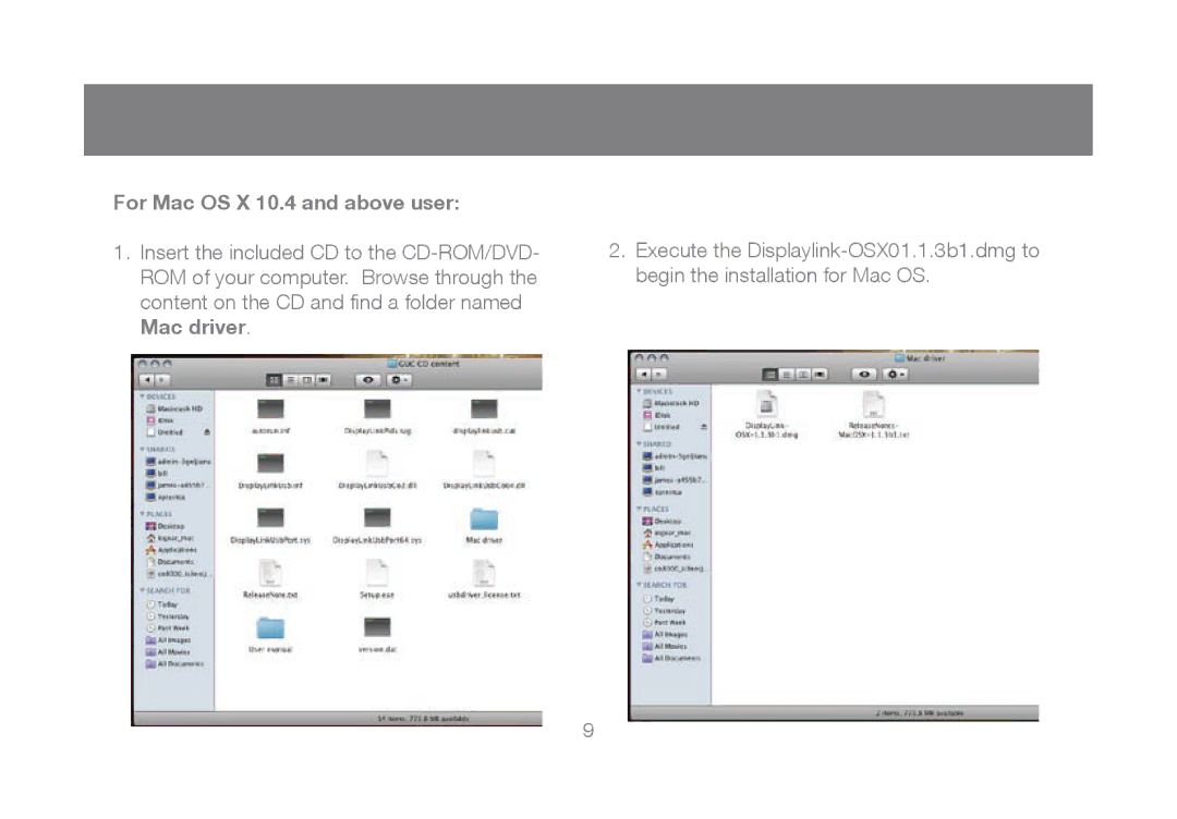 IOGear GUC2020DW6, GUC2015V manual For Mac OS X 10.4 and above user, Mac driver 