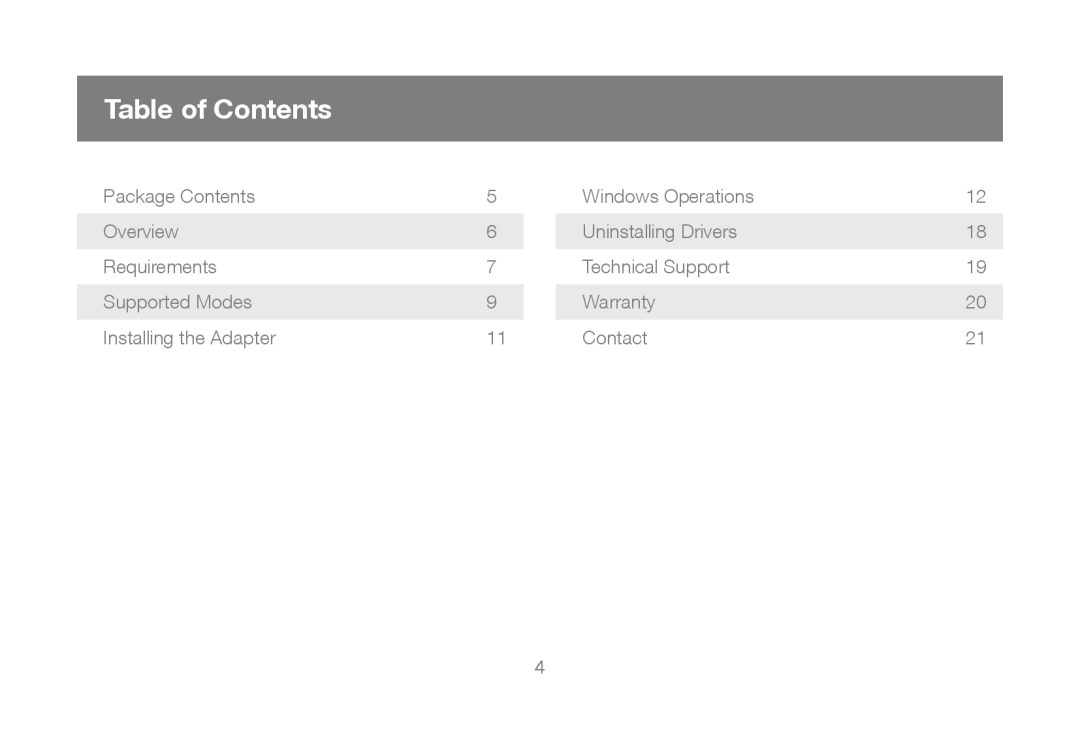 IOGear GUC2015V manual Table of Contents 