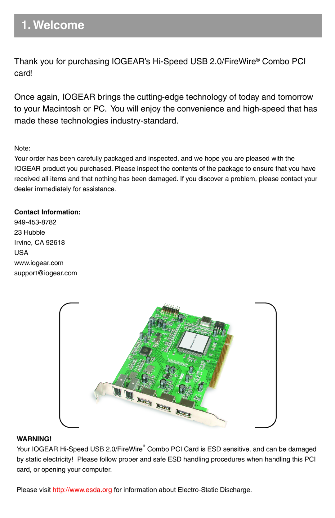 IOGear GUF320 quick start Welcome, Contact Information 