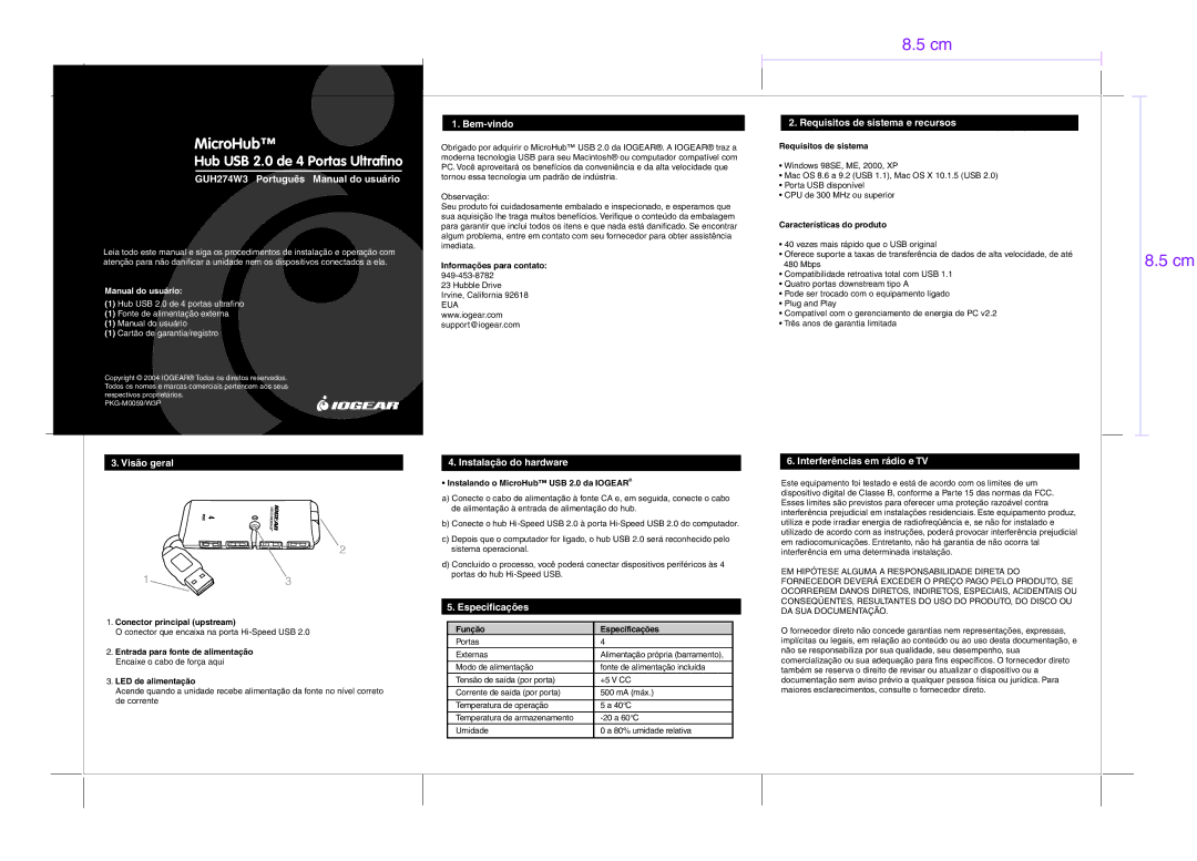 IOGear manual GUH274W3 Português Manual do usuário, Bem-vindo, Requisitos de sistema e recursos, Visão geral 