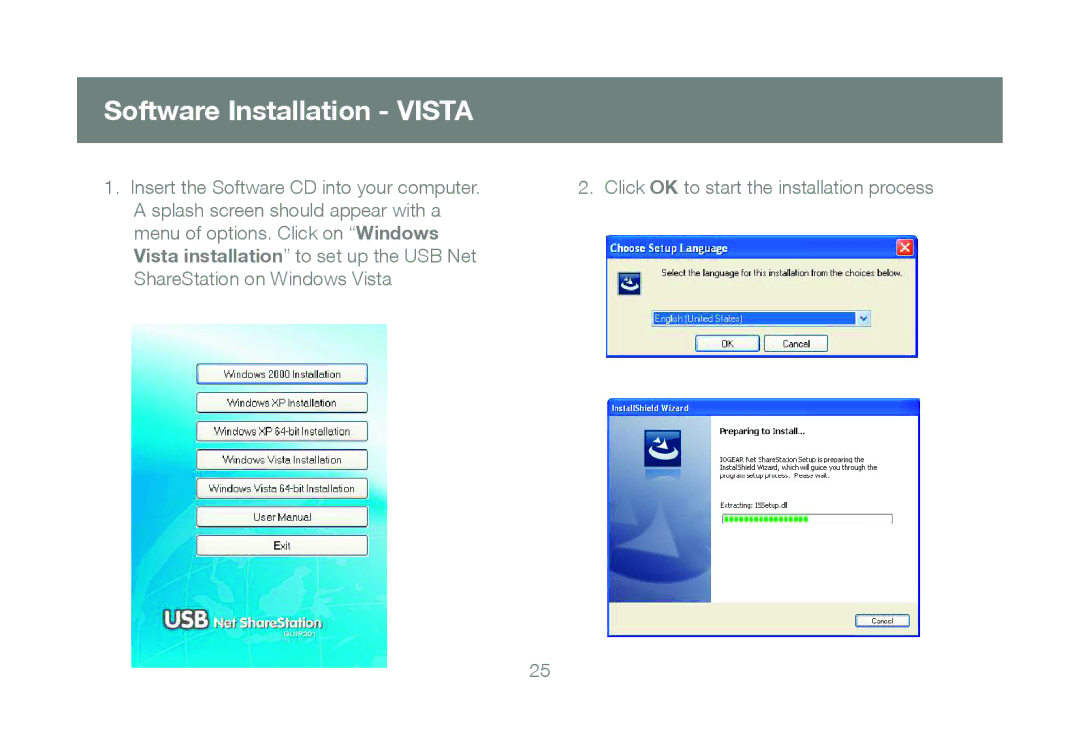 IOGear M1057, GUIP204 manual Software Installation Vista 