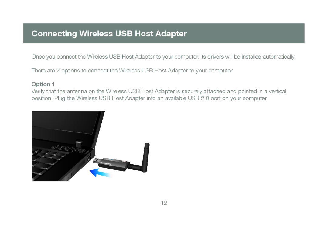 IOGear GUWA200, M1070 manual Connecting Wireless USB Host Adapter, Option 