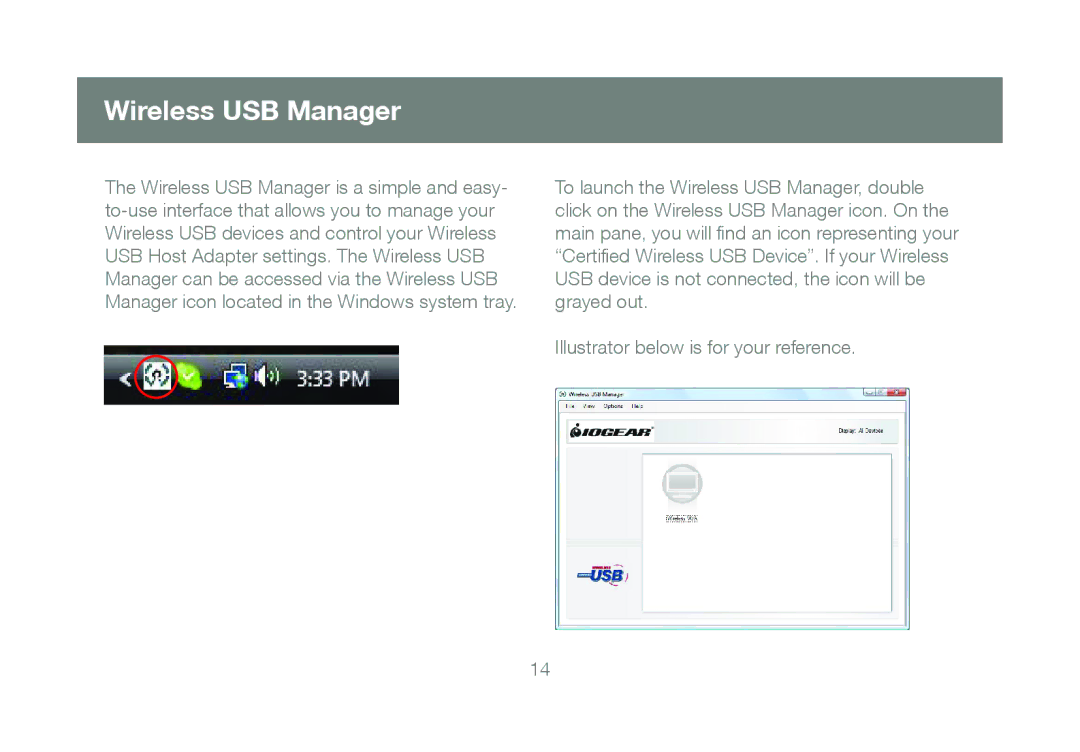 IOGear GUWA200, M1070 manual Wireless USB Manager 