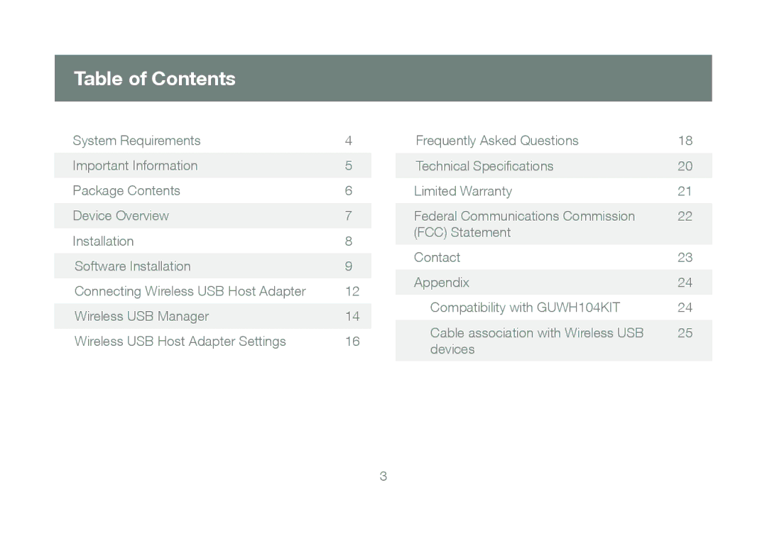 IOGear M1070, GUWA200 manual Table of Contents 