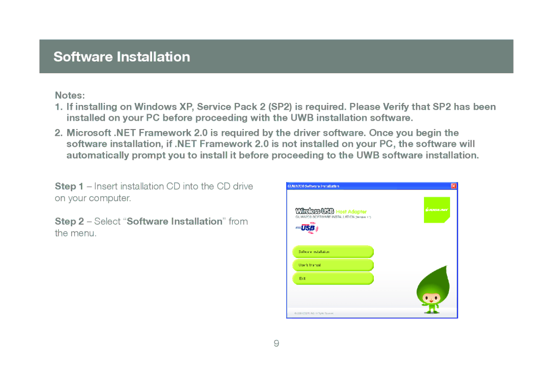 IOGear M1070, GUWA200 manual Select Software Installation from the menu 