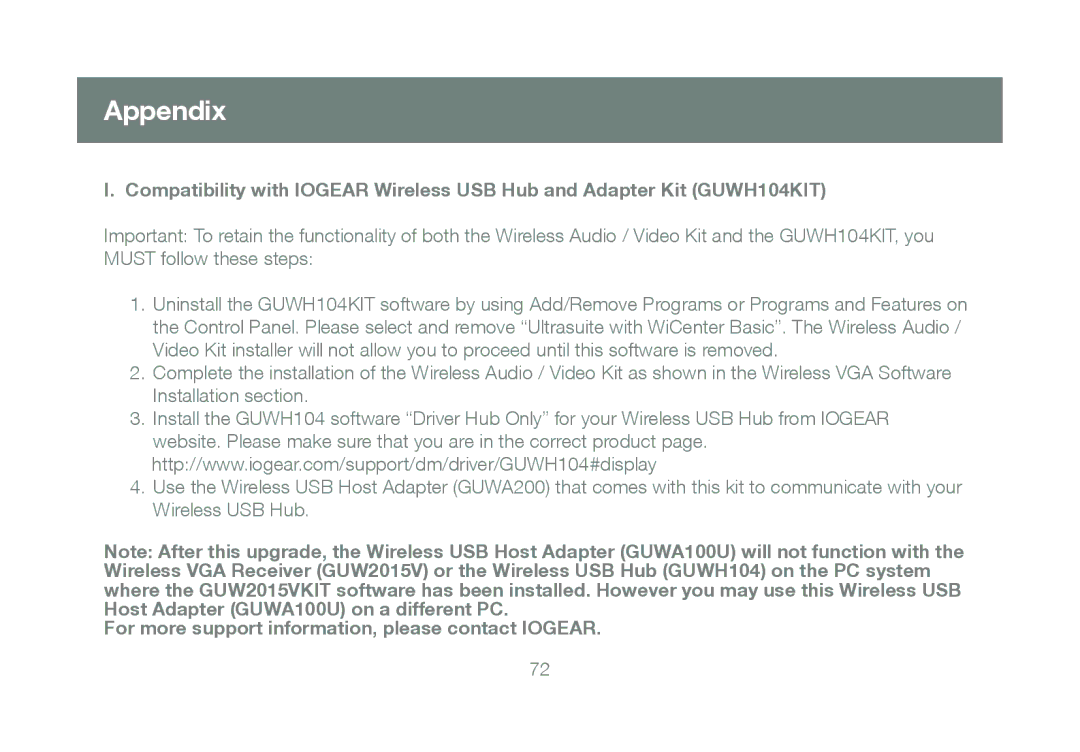 IOGear GUWAVKIT manual Appendix, For more support information, please contact Iogear 
