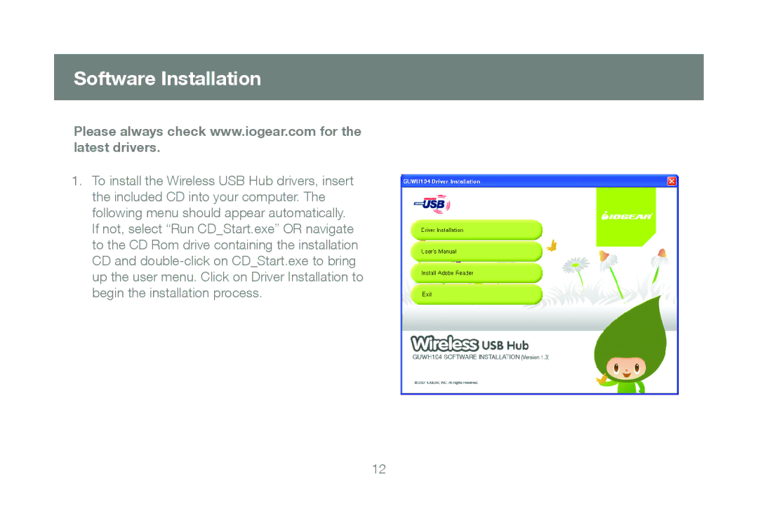 IOGear GUWH104 manual Software Installation 