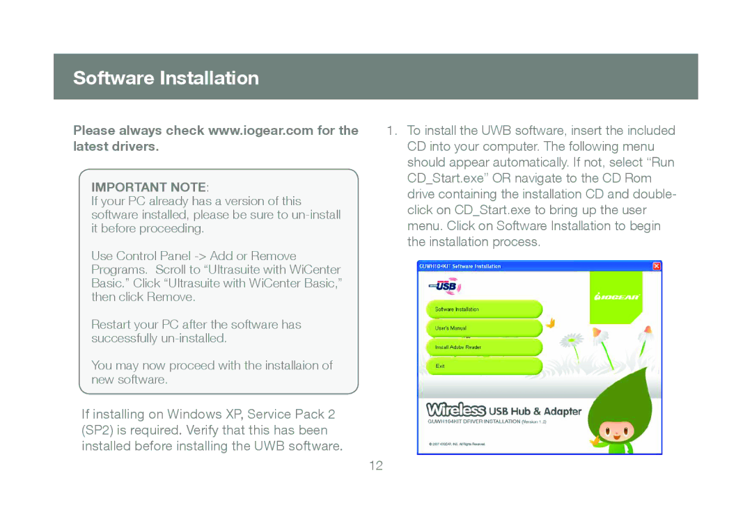 IOGear GUWH104KIT manual Software Installation, Important Note 