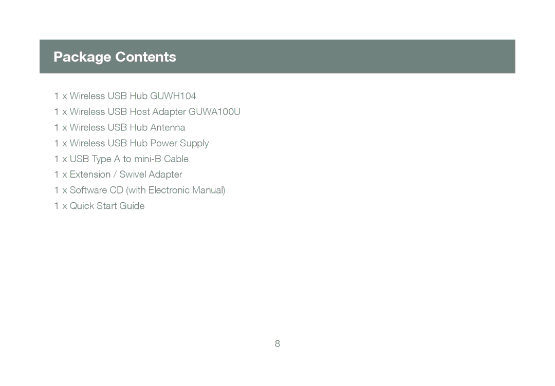 IOGear GUWH104KIT manual Package Contents 