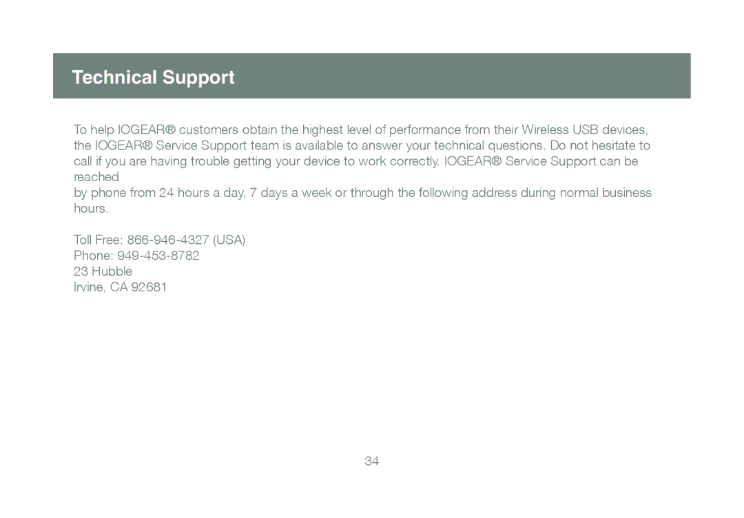 IOGear GUWH204KIT manual Technical Support 