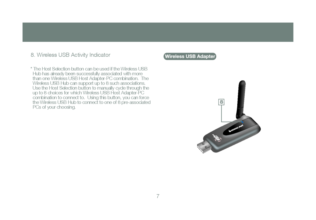 IOGear GUWH204KIT manual Wireless USB Activity Indicator 
