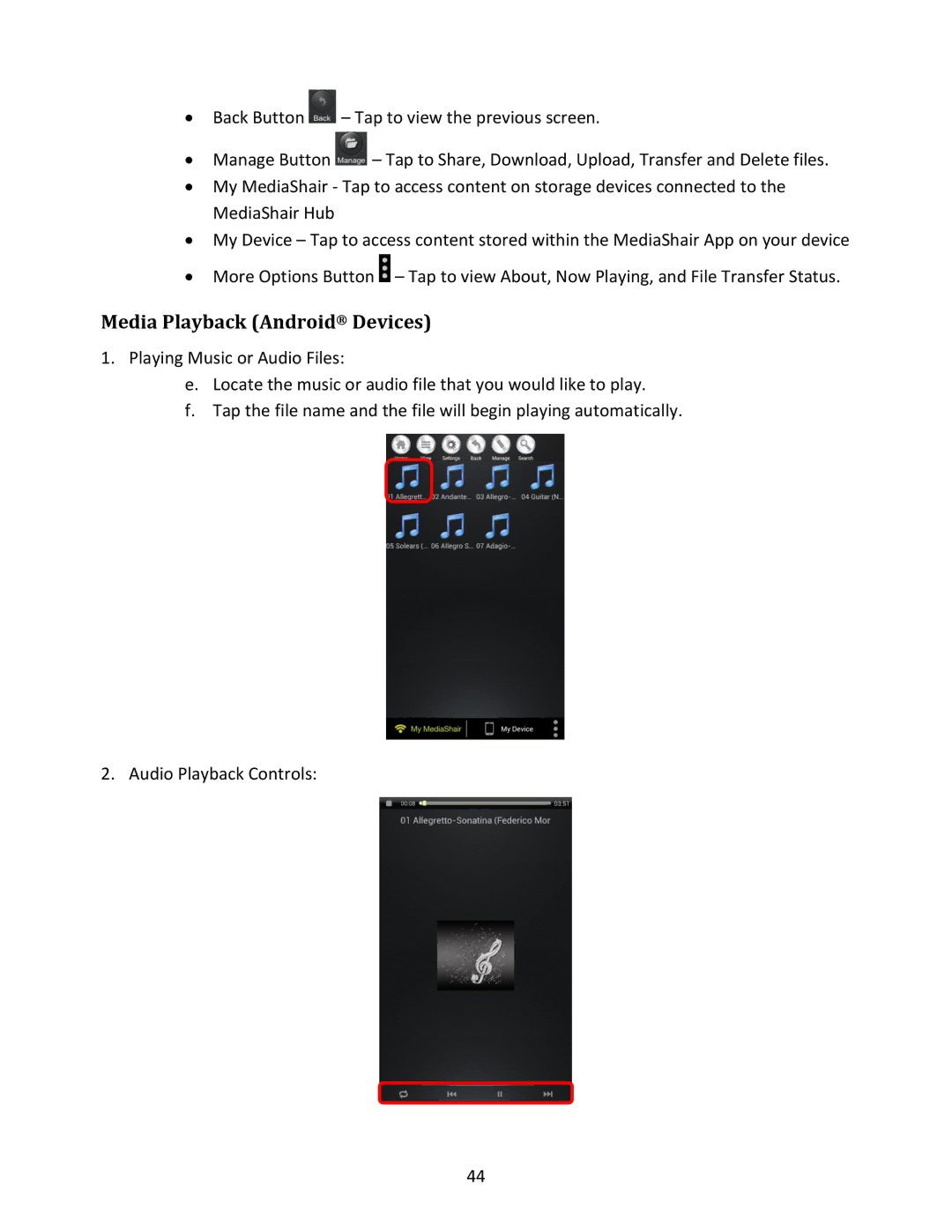 IOGear GWFRSDU manual Media Playback Android Devices 