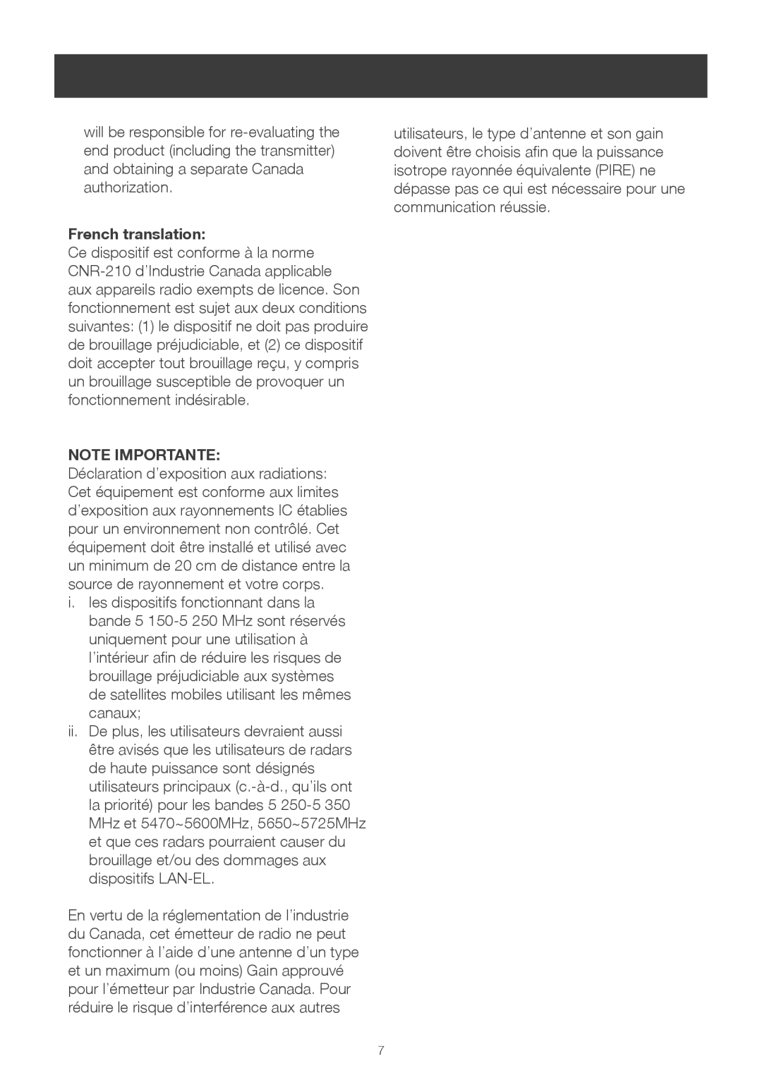 IOGear GWHDMS52 user manual French translation, Note Importante 