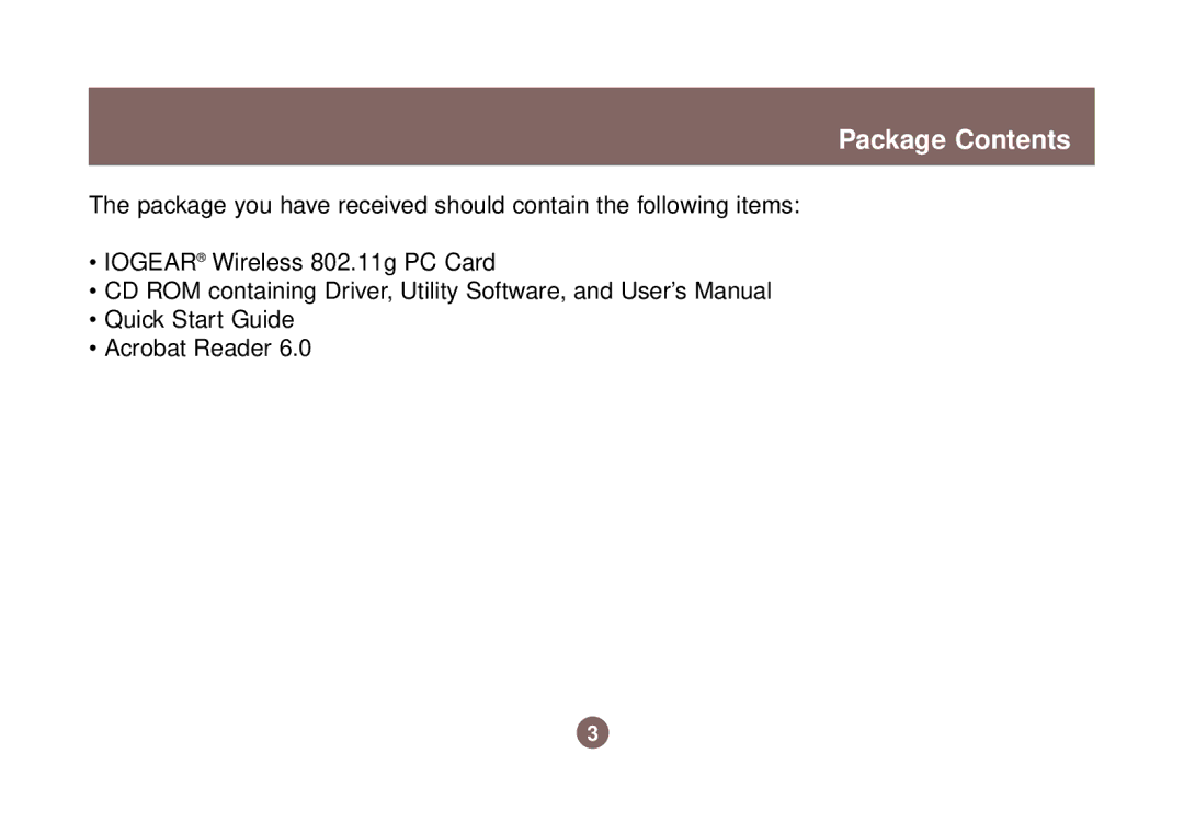 IOGear GWP511 user manual Package Contents 