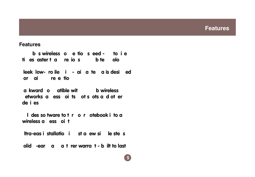 IOGear GWP511 user manual Features 