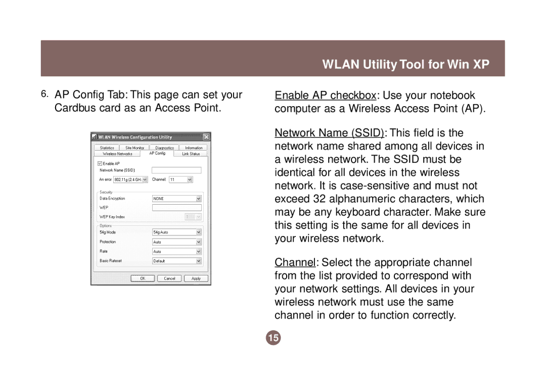 IOGear GWP511 user manual Wlan Utility Tool for Win XP 