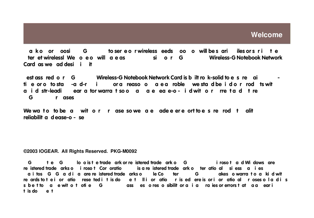 IOGear GWP511 user manual Welcome 