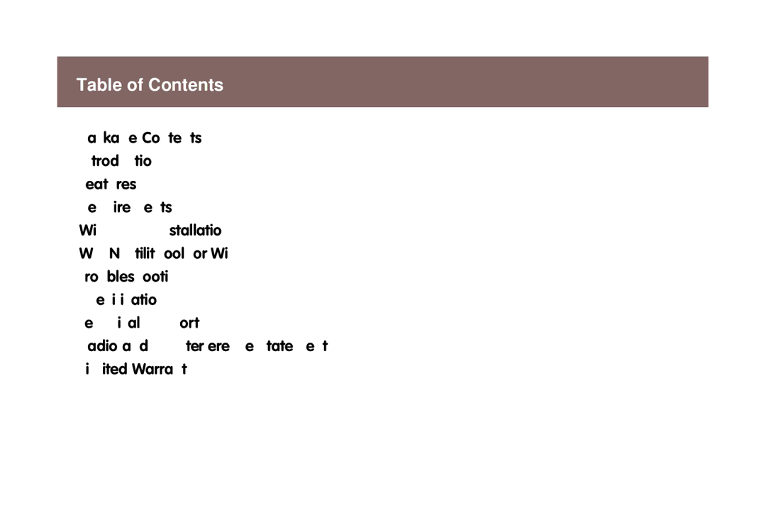 IOGear GWP511 user manual Table of Contents 