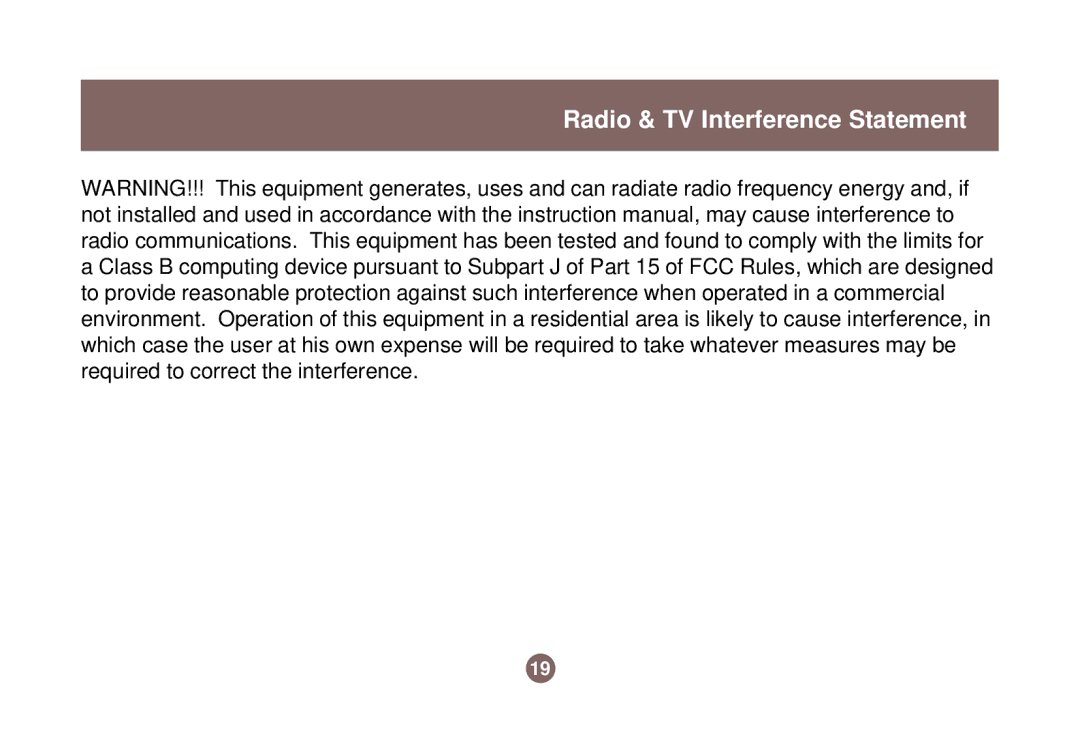 IOGear GWP511 user manual Radio & TV Interference Statement 