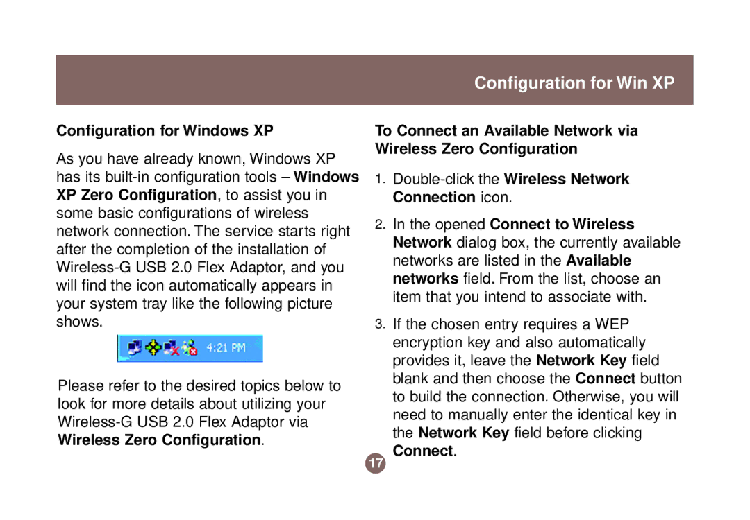 IOGear GWU513 user manual Configuration for Win XP, Configuration for Windows XP 