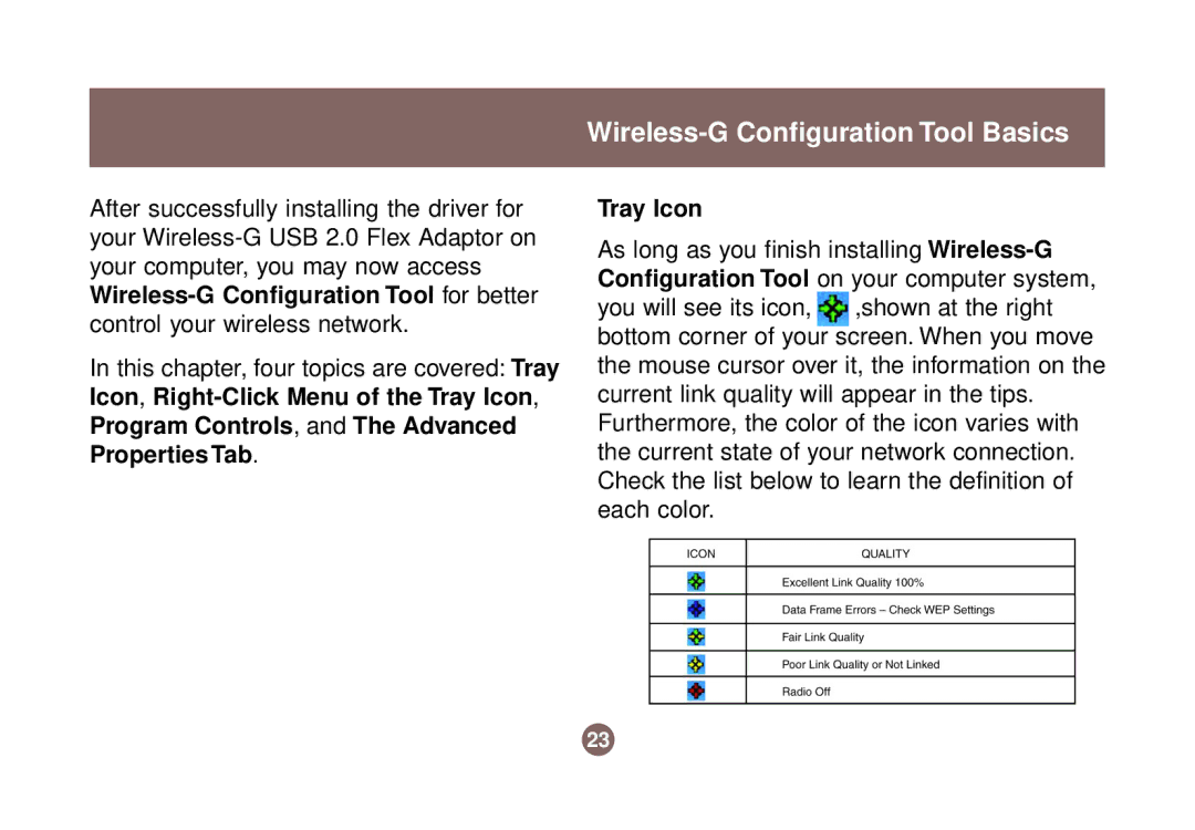 IOGear GWU513 user manual Wireless-G Configuration Tool Basics, Tray Icon 