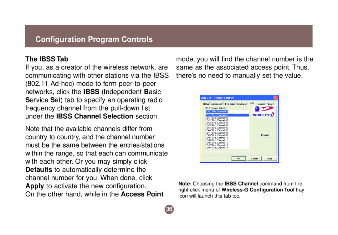 IOGear GWU513 user manual Ibss Tab 