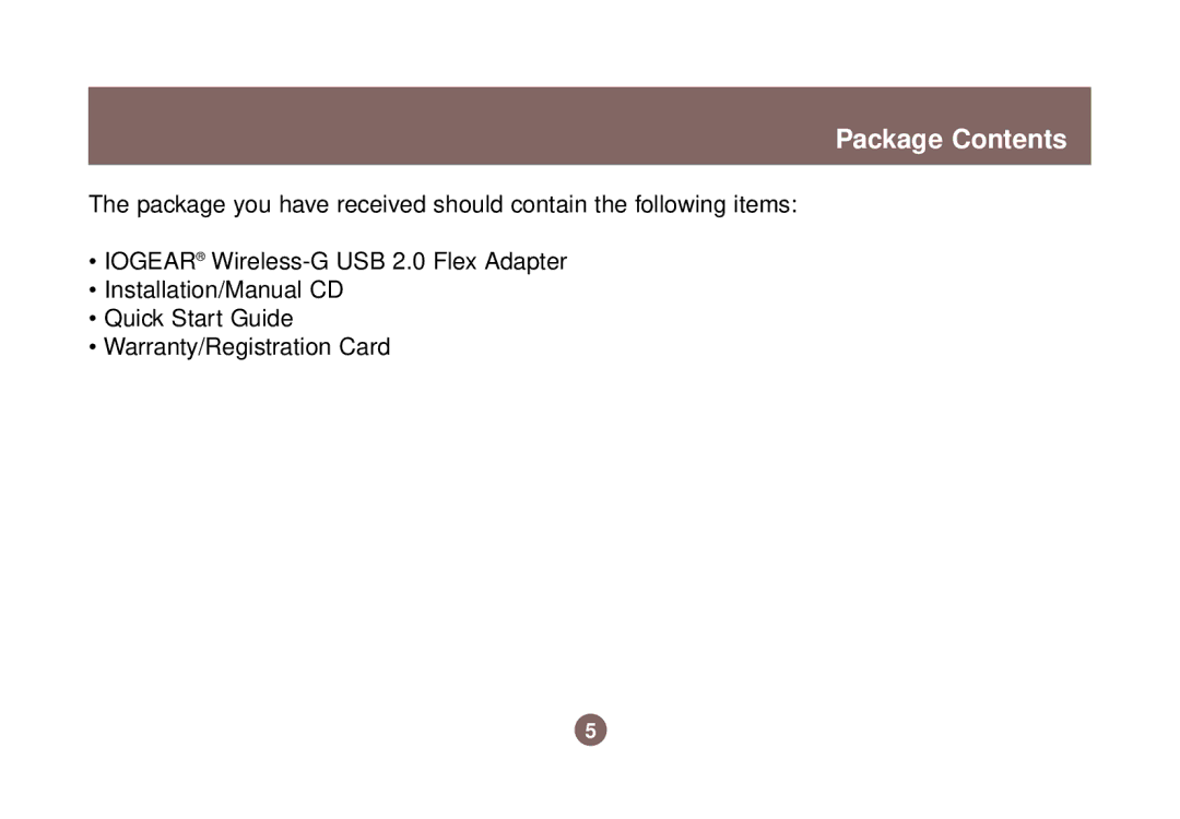 IOGear GWU513 user manual Package Contents 